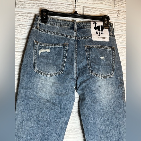 Free People x Sandrine Rose denim jeans with fabulous embroidered palm tree-NWT - Picture 4 of 11